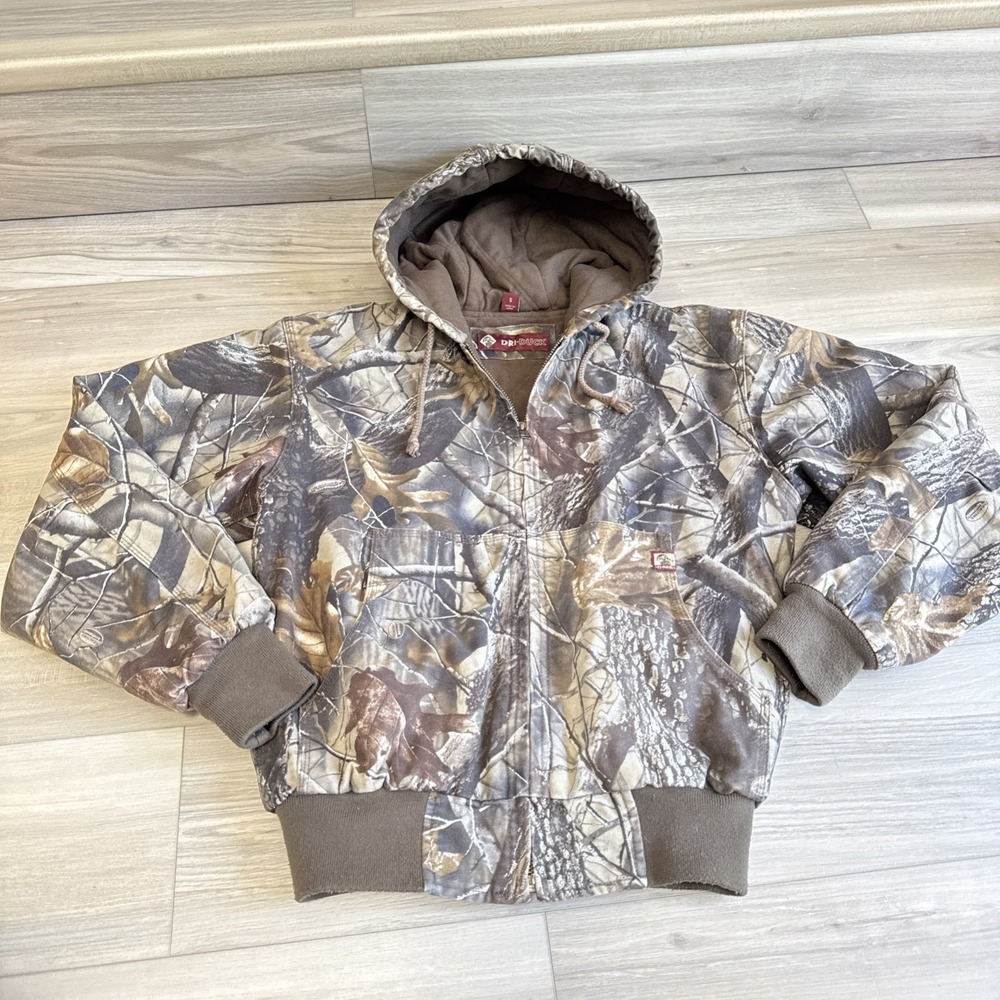 DRI DUCK Cheyenne Realtree Camo Bomber Jacket Full Zip Hooded Lined Canvas SM